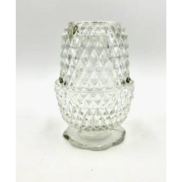 VTG Clear Indiana Glass Diamond Point Glass Fairy Lamp Candle Holder 5.25"H - Picture 3 of 7